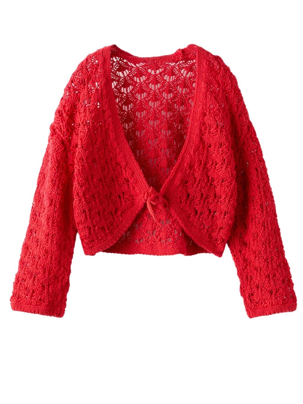 Zara Red Crochet Tie-Front Kids Cardigan